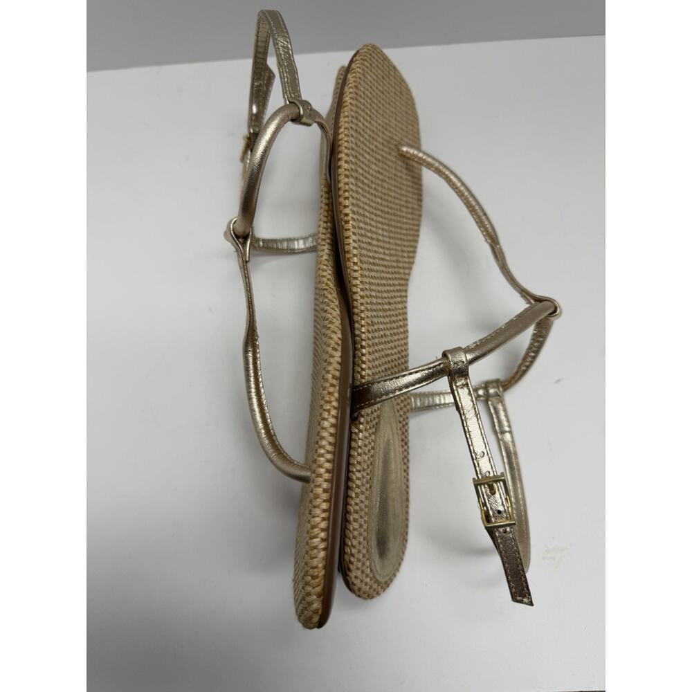 Schutz Women’s Elsha Gold Metallic Strappy Sandals T Strap Summer Size 9.5 M - Picture 10 of 10